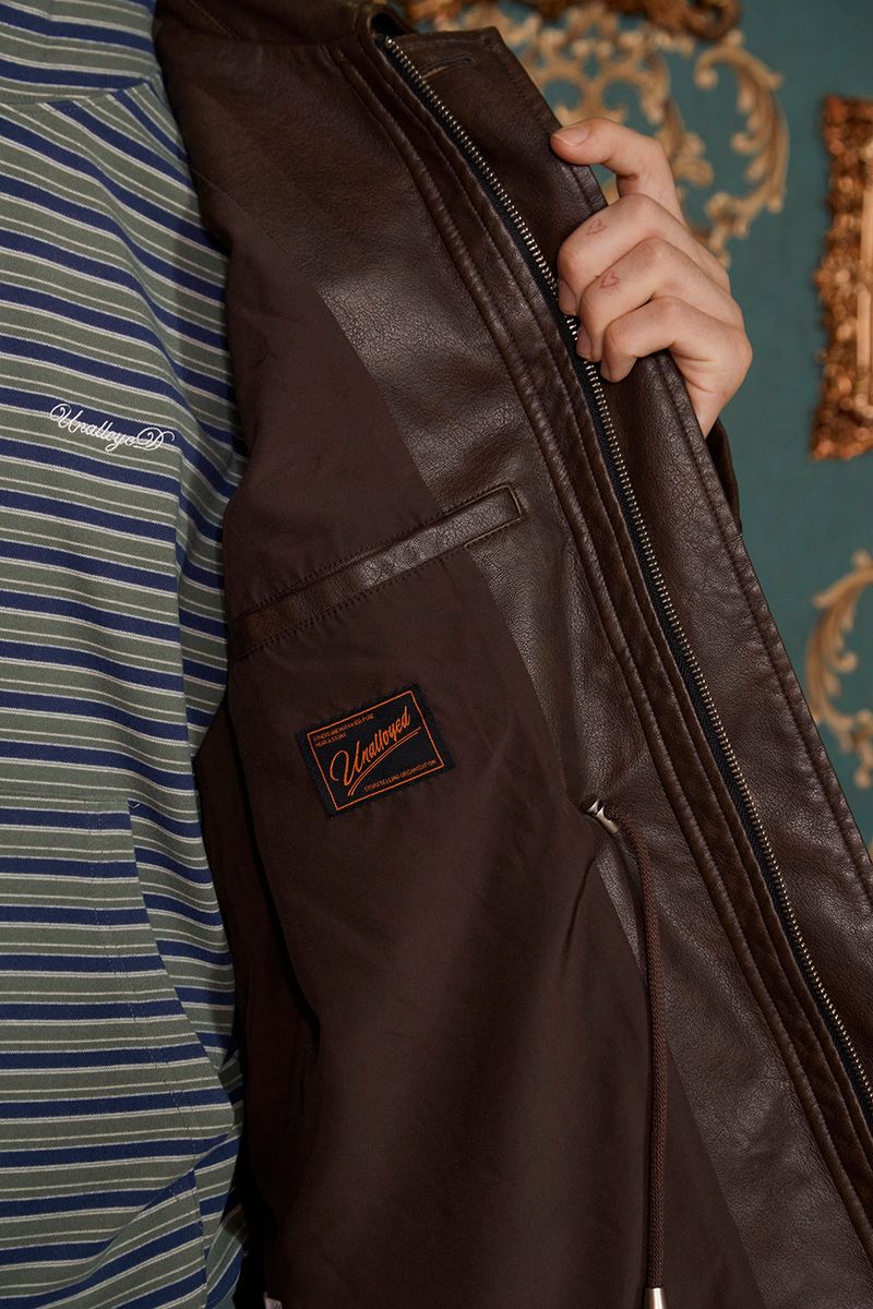 WASHED LEATHER FIELD JACKET / BROWN