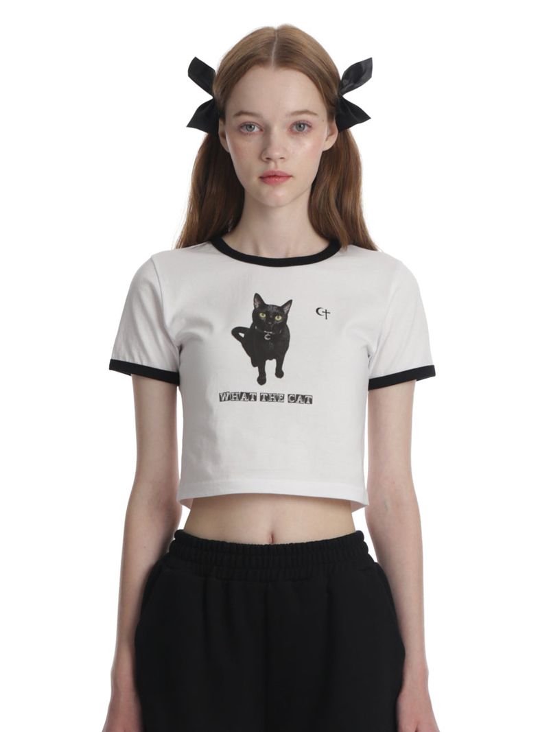 CLUT STUDIO(クラットスタジオ)の「0 2 what the cat crop t-shirt - WHITE(Tops)」
