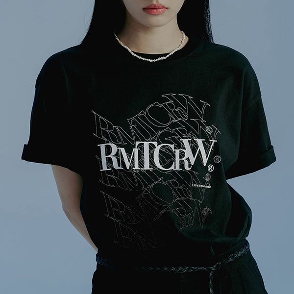ROMANTIC CROWN（ロマンティッククラウン）の「WAVE LOGO TEE SHIRT_BLACK（Tops）」