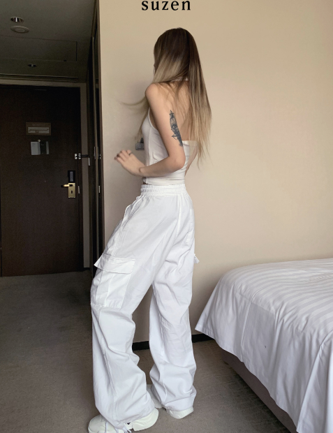 Uncheek Wide White Cargo Pants