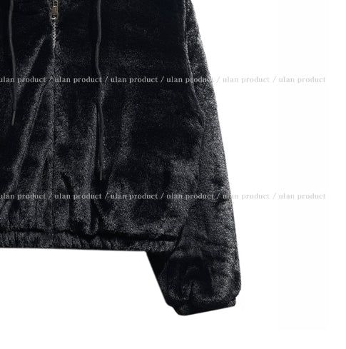Cardi crop hooded fur jumper