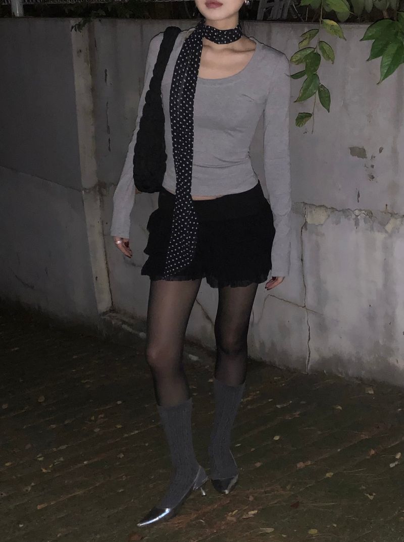 Dot Scarf Set T-Shirt (2colors)