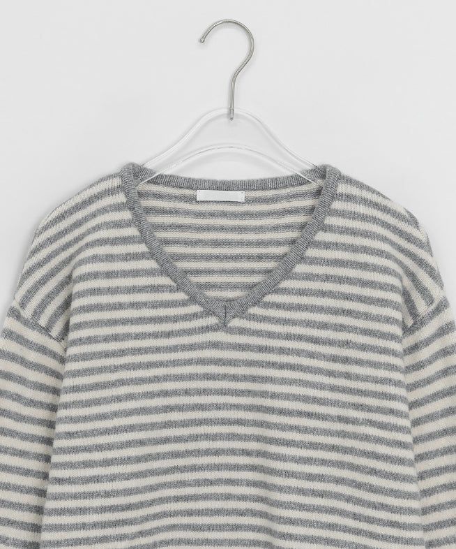 Ttet Stripe Wool V-Neck Knit