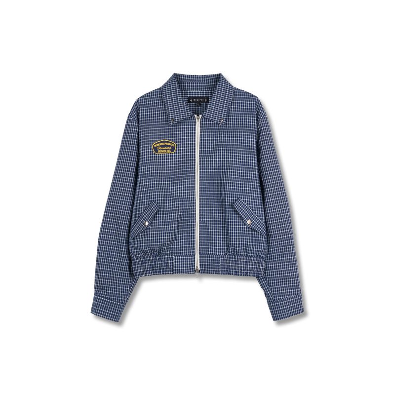 Bluesf  Two way Checkered Short Blouson