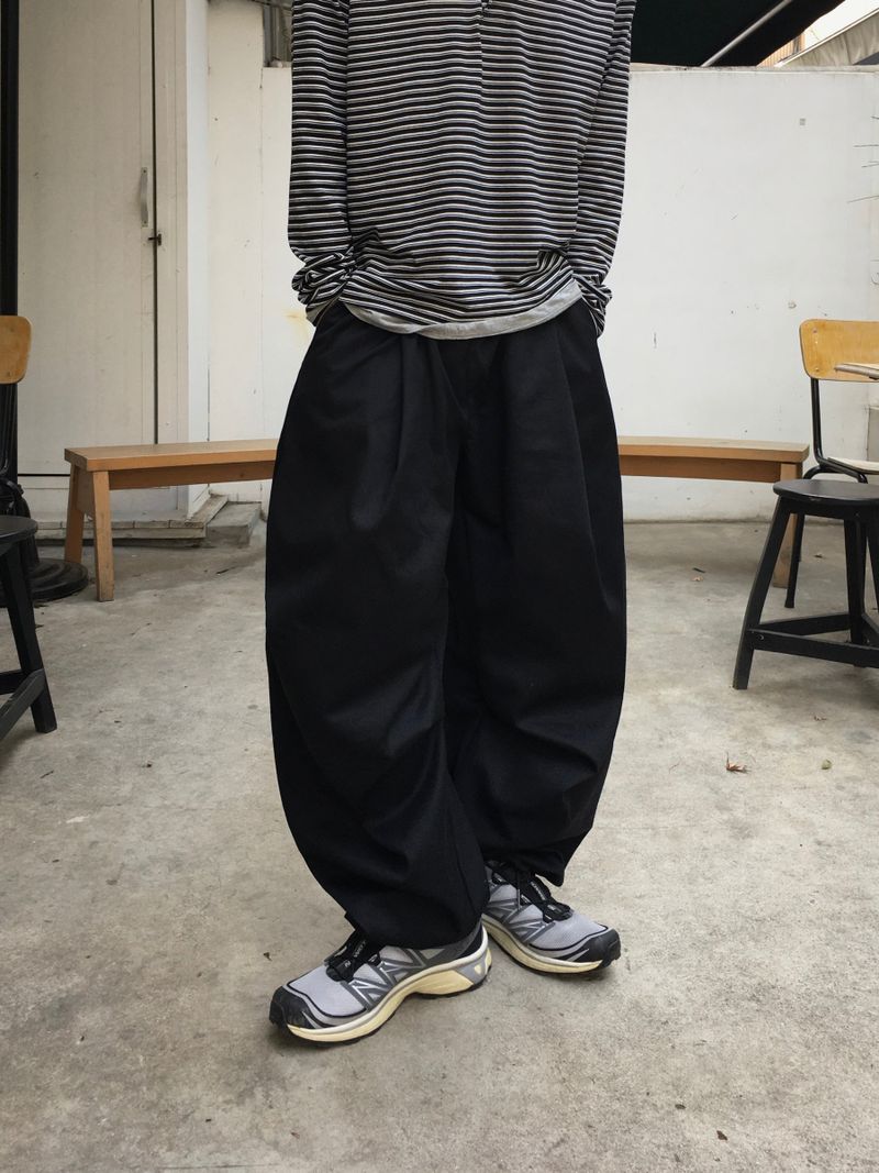 Tail Curved Wide Cotton Pants 4C