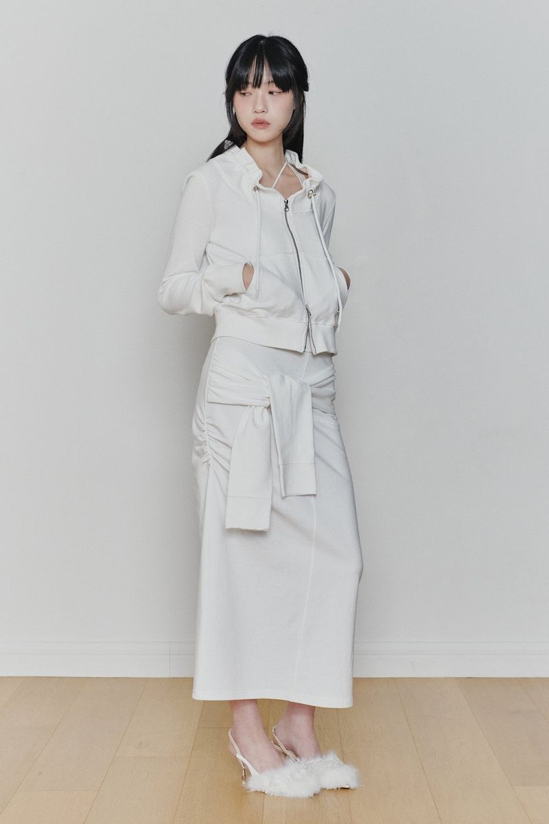 TIED LONG SKIRT white