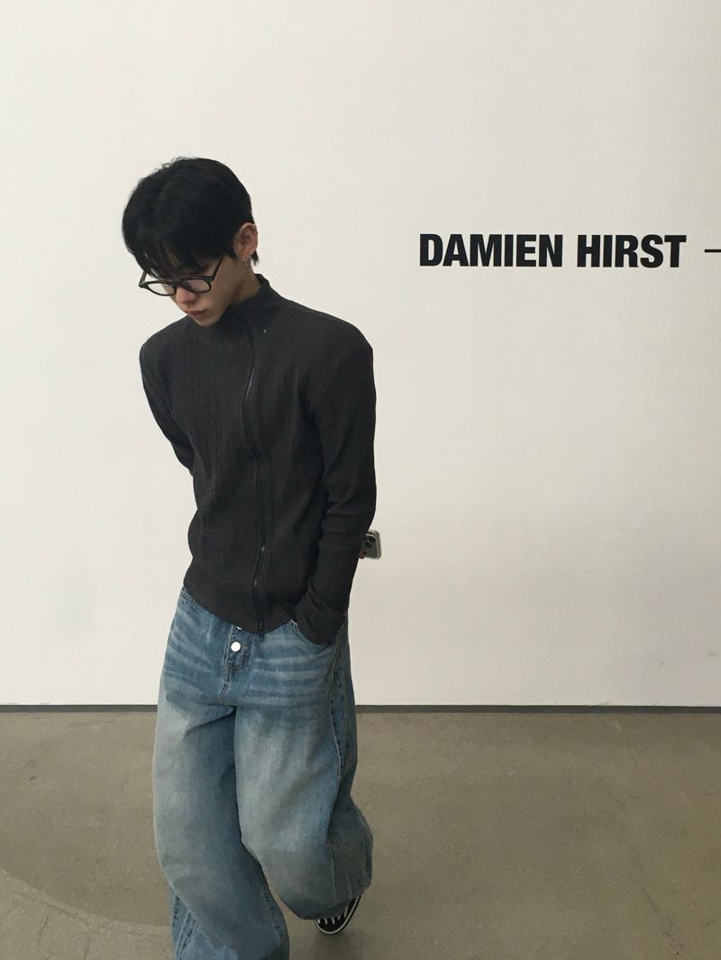 Arne Button Fly Curved Denim Pants