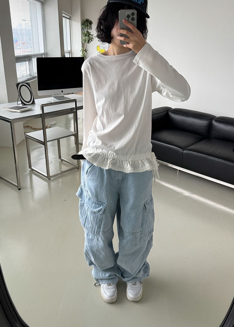 LACE FRILL LONG SLEEVE TEE