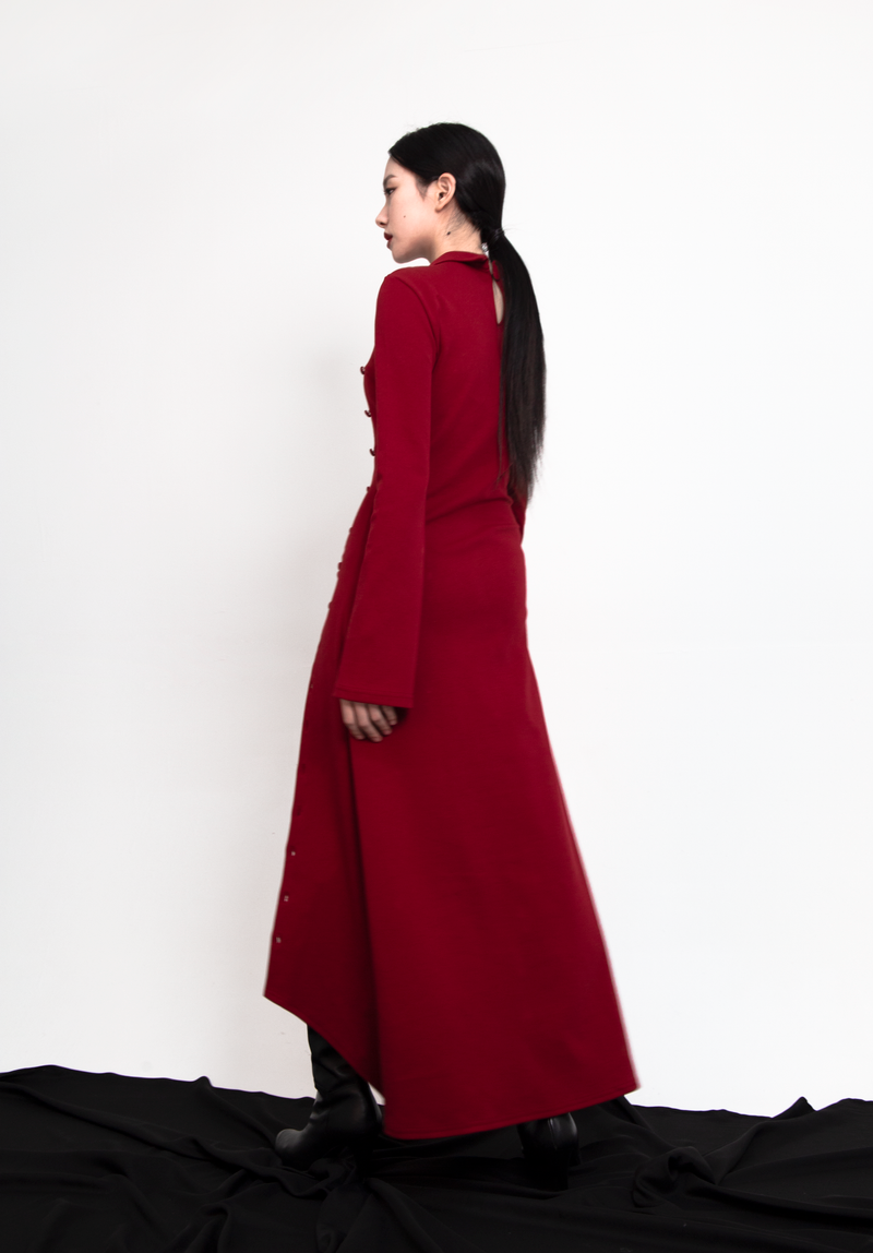 Button Maxi Dress #Red