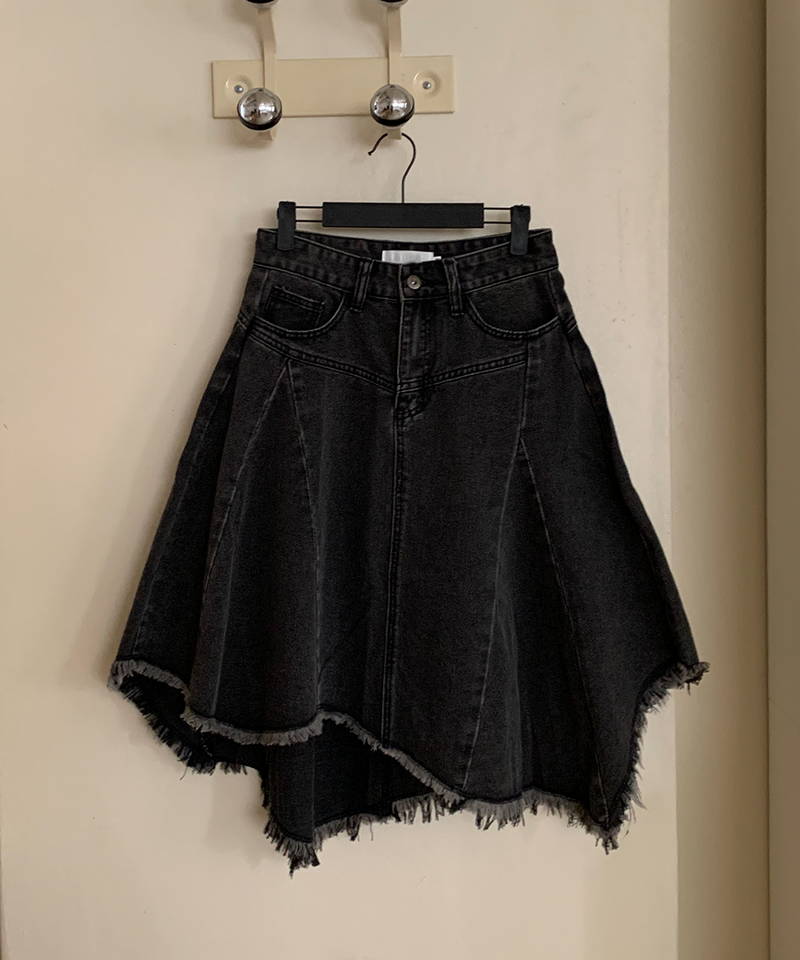 Nairo Unbalance Denim Surgery Midi Skirt