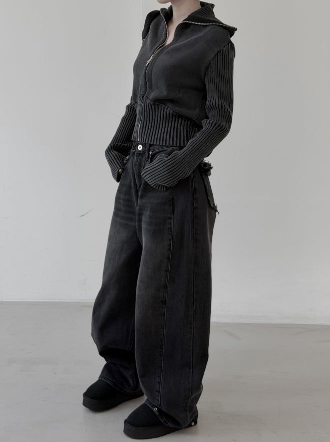 Vintage Studded Pocket Denim Pants