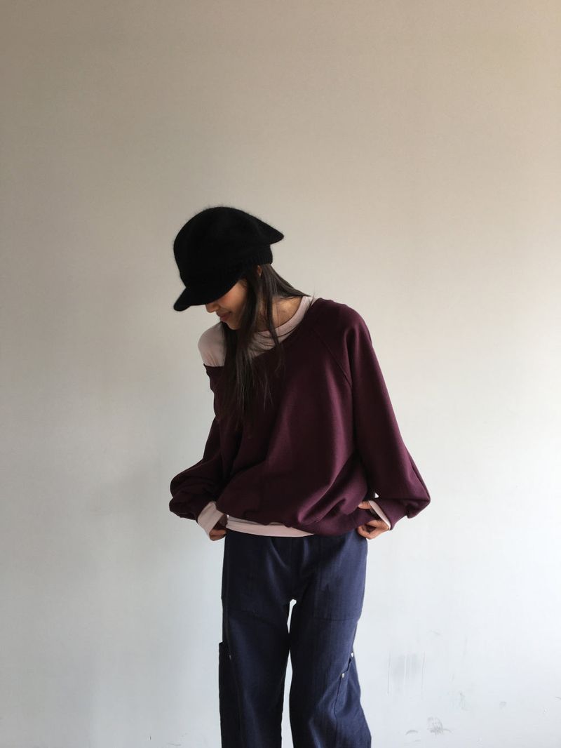 Mauve One-Shoulder Off Sweatshirt (2 Colors)