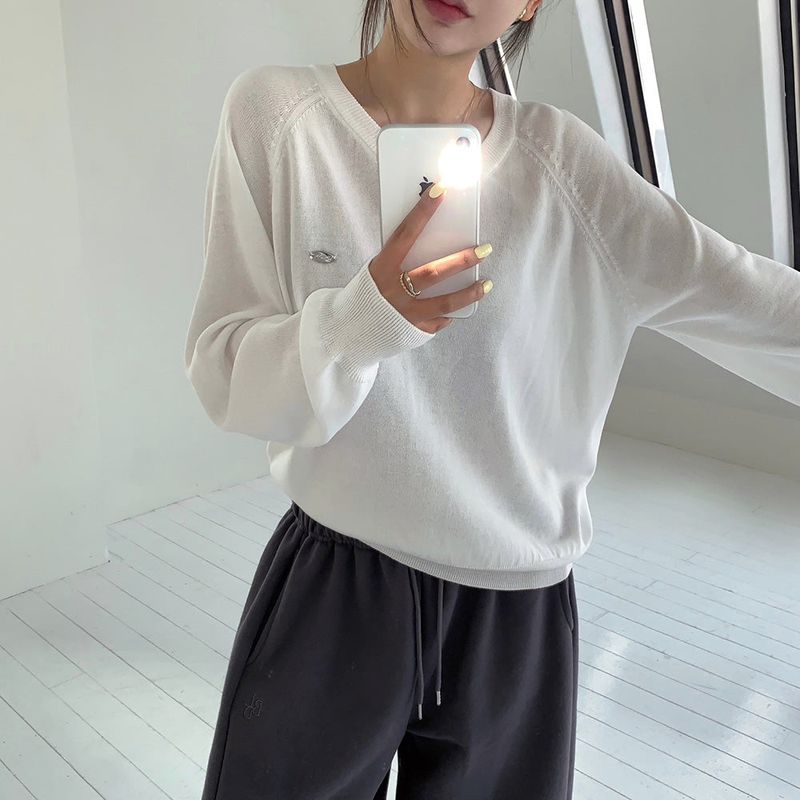 [Bellide made] シルエットサマーVネックルーズフィットニット