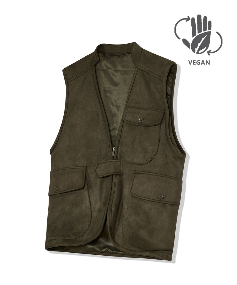 87-STAN025 [Vegan Suede] Multi-pocket Suede Best Khaki