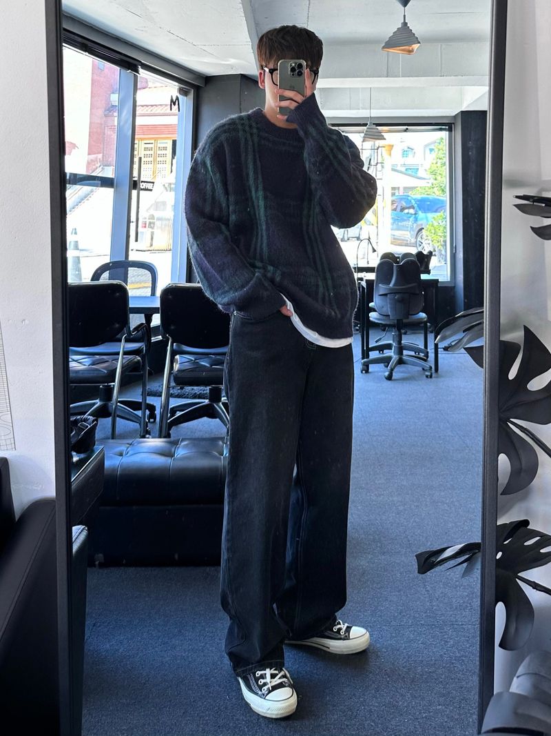 maranda check loosefit knit