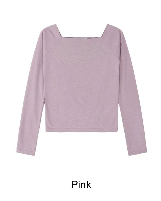 Para Off-shoulder Boat Neck Long Sleeve Tee