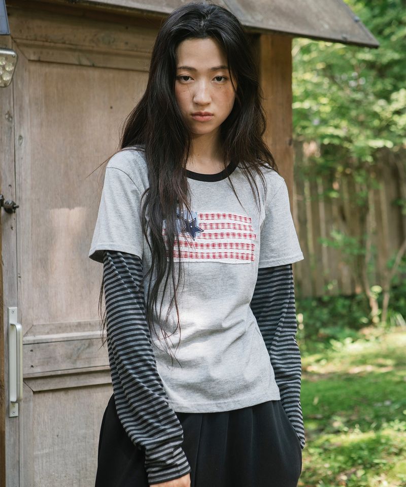 cavish（カビシ）の「OLD GRORY RINGER LAYERED LS TEE GREY(CV2GFFT558A)（Tops）」