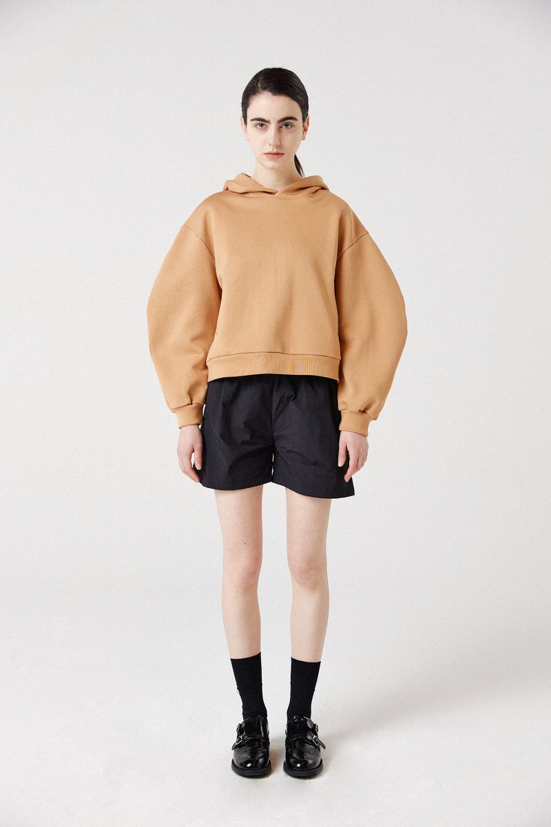 balloon crop hoodie_brown