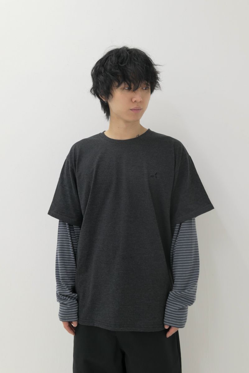  Layered Stripe T-Shirt Charcoal
