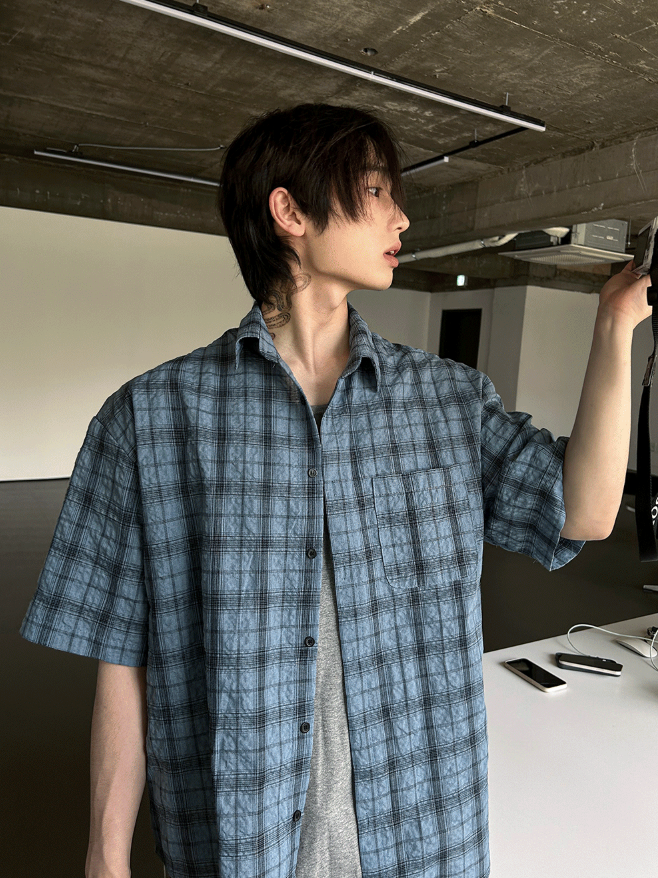 Parun Check Linen Short Sleeve Shirt