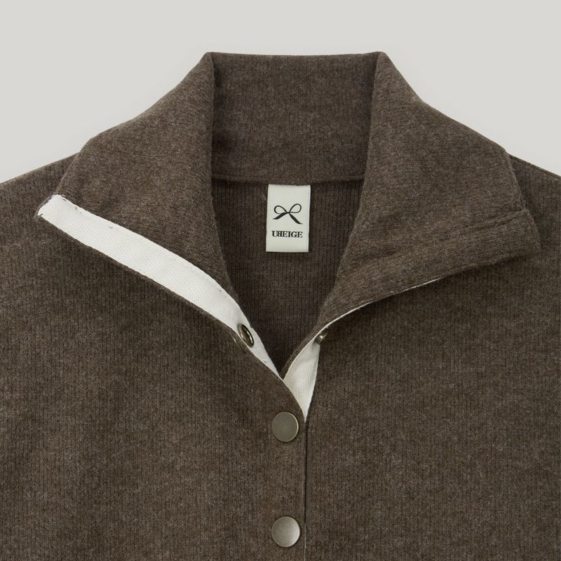 Brown Snap Knit Polar Tee