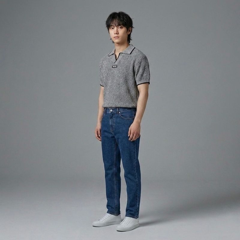 Grey Slit Short Sleeve Knit