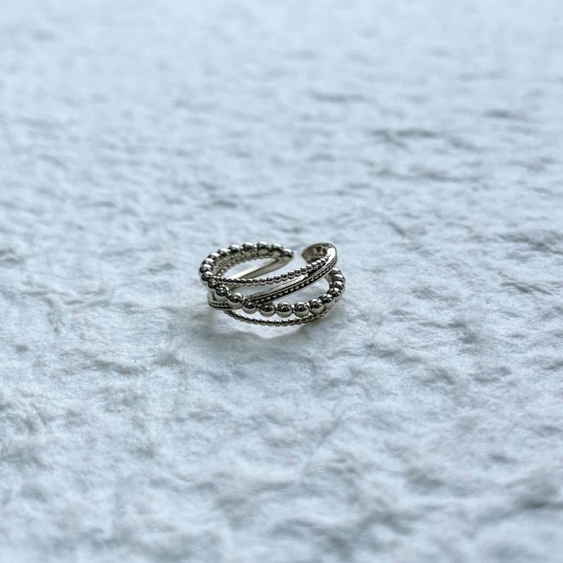 Interlaced Beaded Open Ring