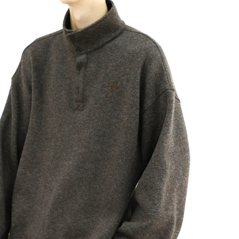 RELABEL('LABEL) Wool magnetic stand collar embroidered loose warm simple casual knitted sweater