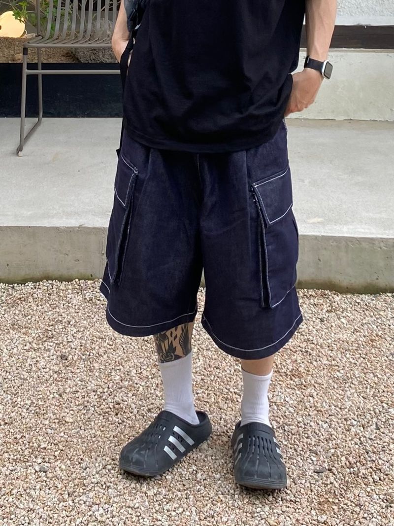 UNAIDUN(アネイダン)の「Stitch Bermuda Cargo Denim(Pants)」