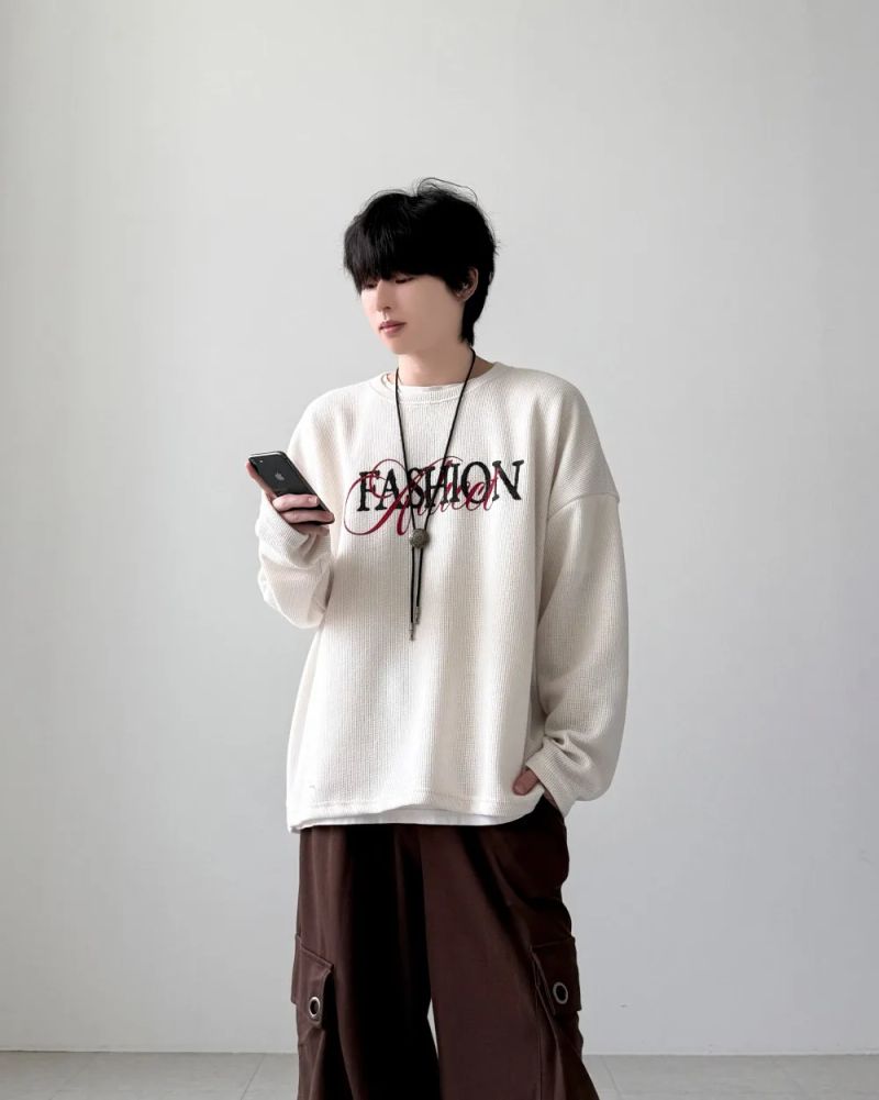 スタンプ ニット ロングスリーブ