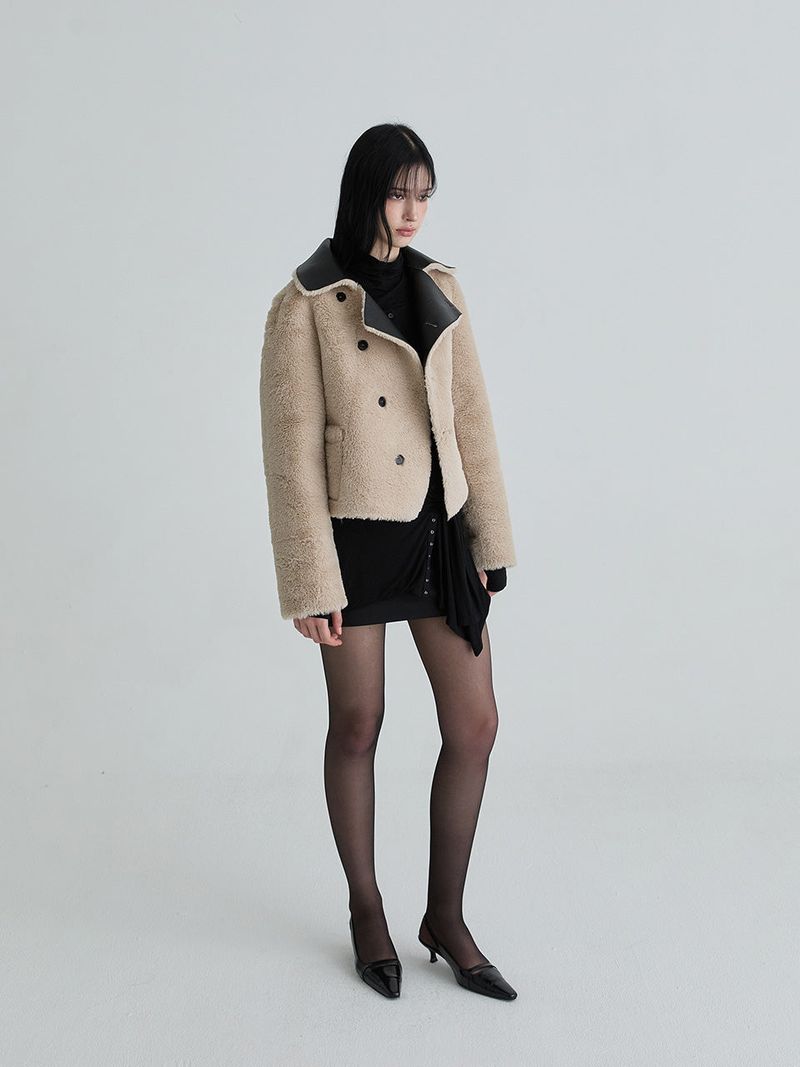 Reversible shearling mustang (Black)