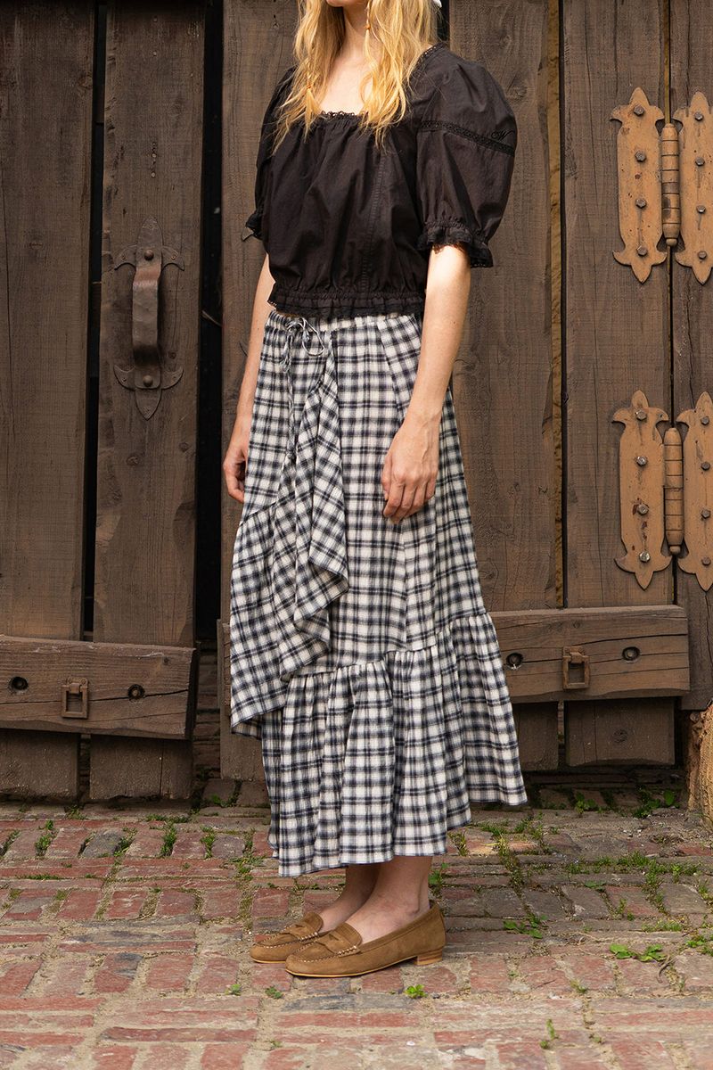 Ruffle long skirt_check