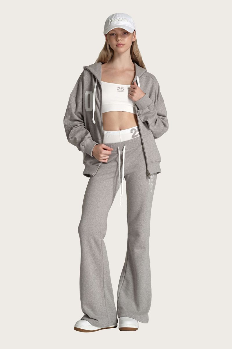 09 Numbering hooded zip-up, Gray