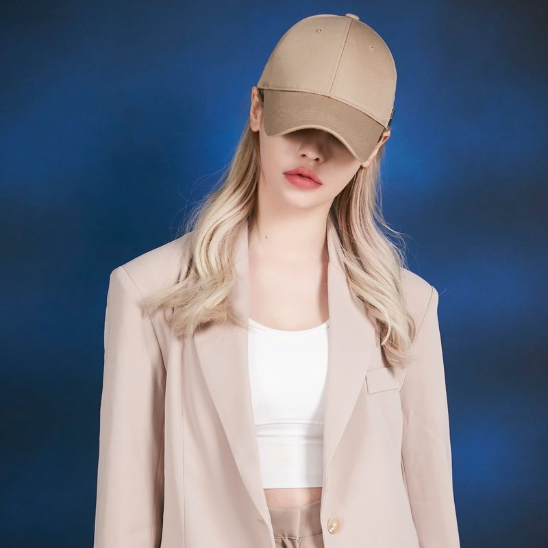 Stud logo over fit ball cap BEIGE