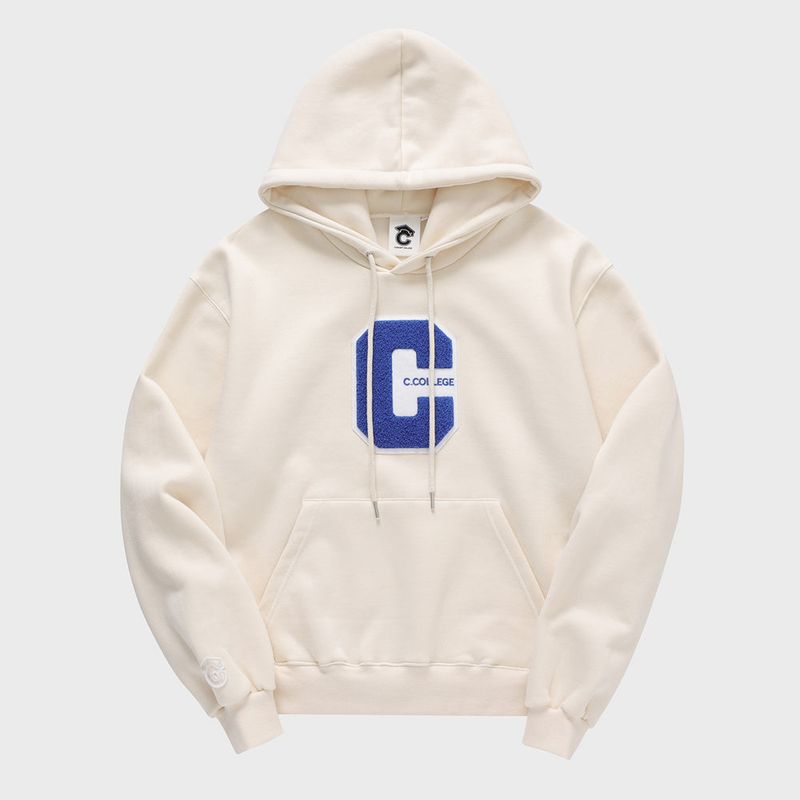 ミックスCワッペンパーカ・レッド［ユニセックス］/ Mix C Patch Unisex Cream Hoodie