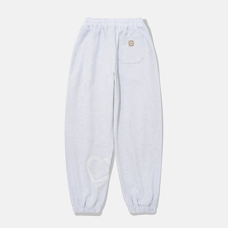 Fray balloon jogger pants / Melange white