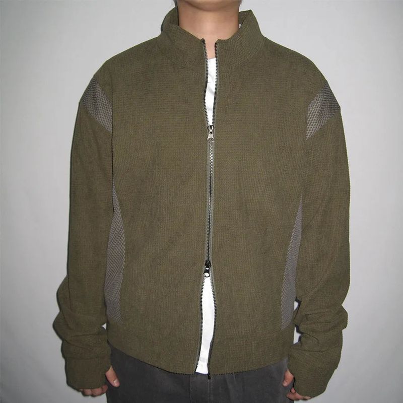 Mokey（モーキー）の「Hybrid Cutout Warmer Waffle Knit Zip-Up(3c)（Jackets/Outerwear）」