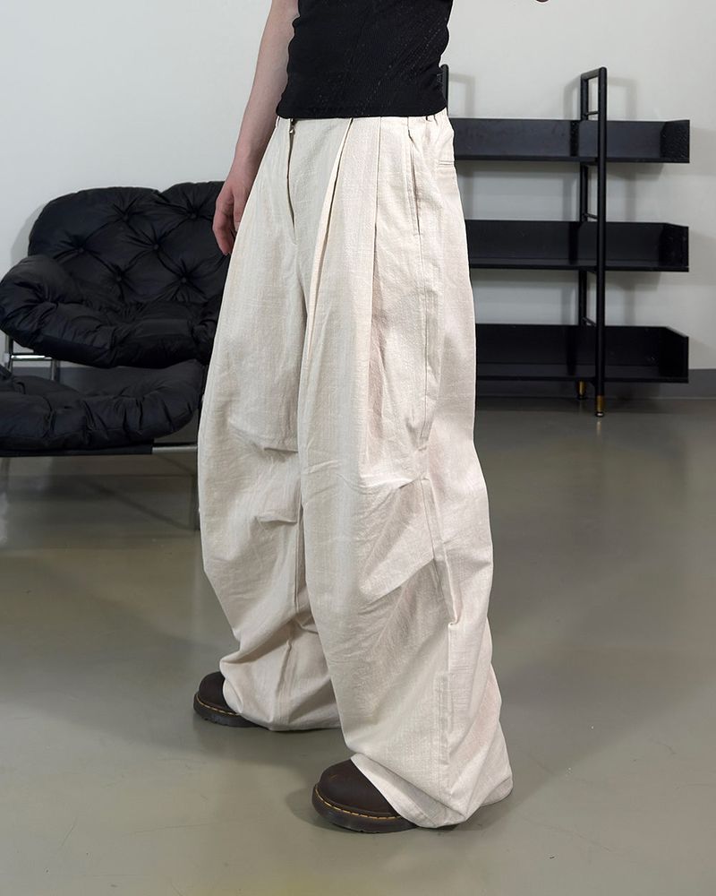 Aven Linen Two-Tuck Wide Pants