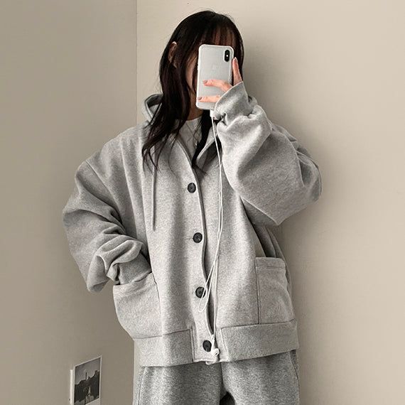 AnvBoxshi Wool Napping Burton Hooded Cardigan
