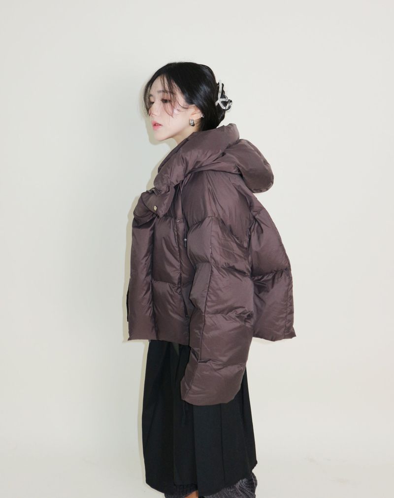 Out String Winter High-Neck Duck-Down Padded Jacket (Light Padded)