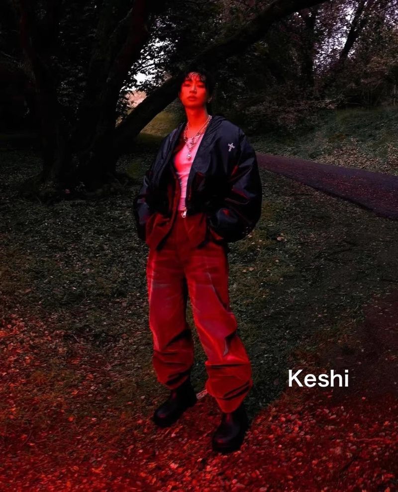 【Keshi】NEVADA WASHED FLOCKING DENIM JEANS