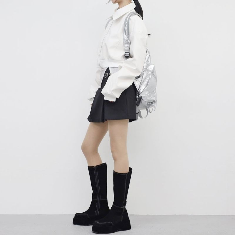 Viola cropped leather jacket