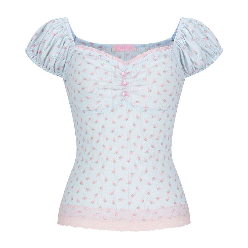 [MADE] Chewing Lace Shirring Tee