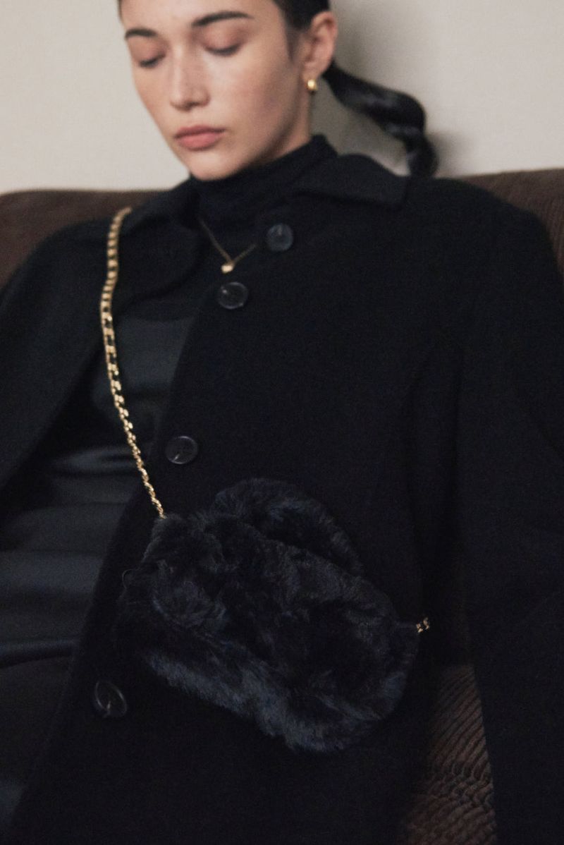 Eco Fur Mini Crossbag (Black)