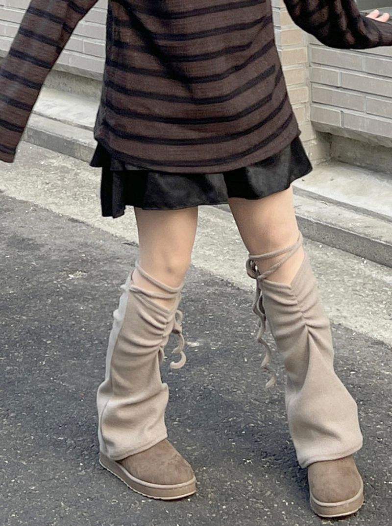 shirring strap ribbon leg warmer