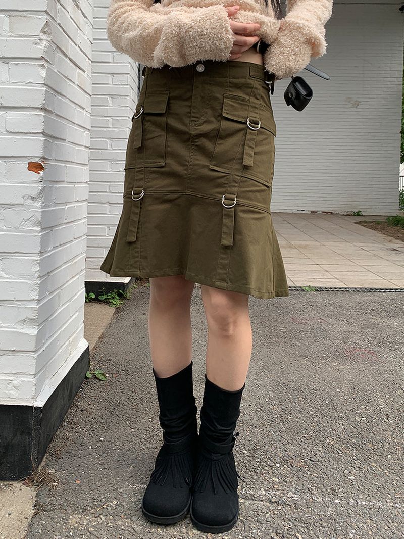 JAZZ THE ORDER(ジャズ ザ オーダー)の「STRAP CARGO MIDI SKIRT (2C)(Skirts)」