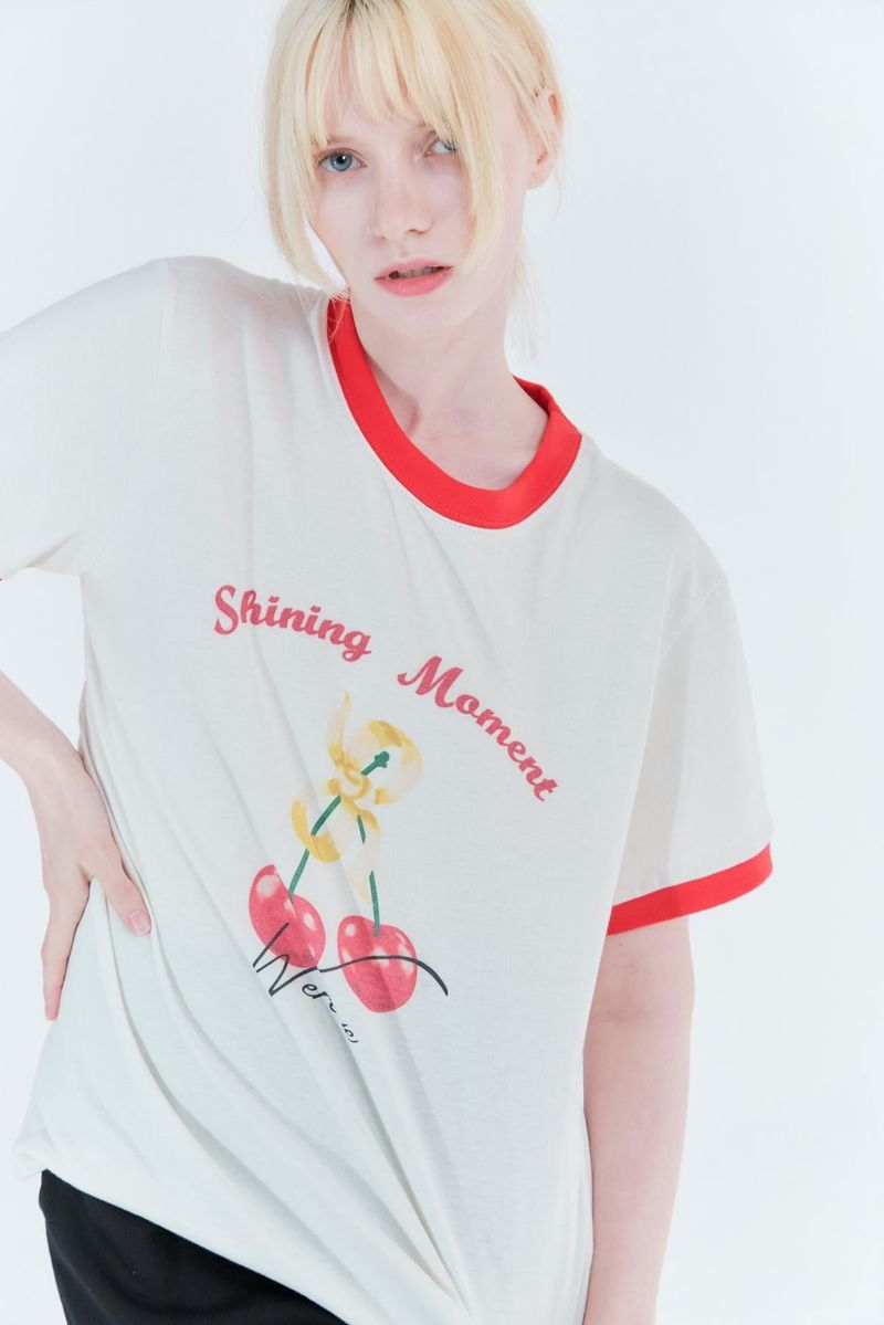 Cherry ringer t-shirt_cream/red