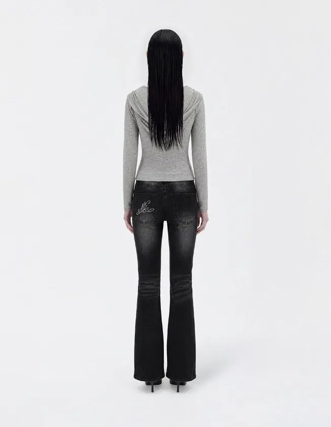 26FW★ [mnem] Script Wash Bootcut Denim