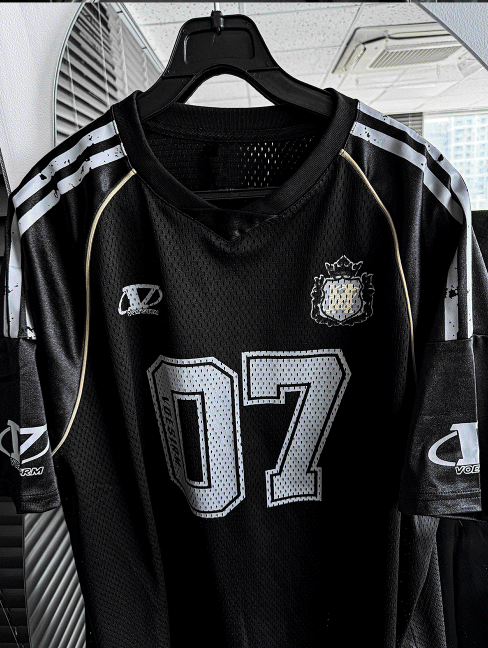 Matte Black & Silver White Mesh Track Short-Sleeve Tee