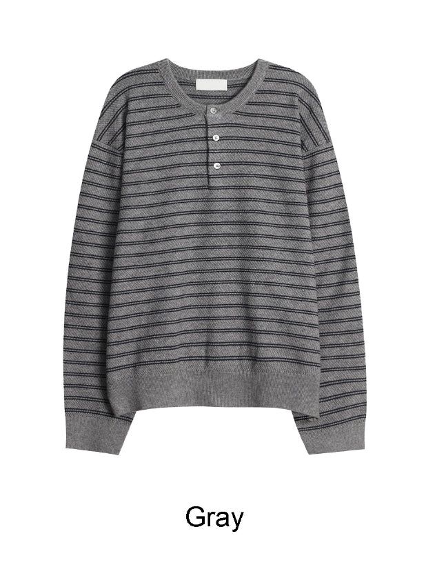 Lao Henley Neck Knit Long Sleeve